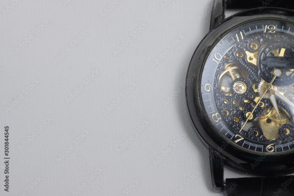 Mechanical skeleton watch on a white background Mechanical skeleton watch on a white background