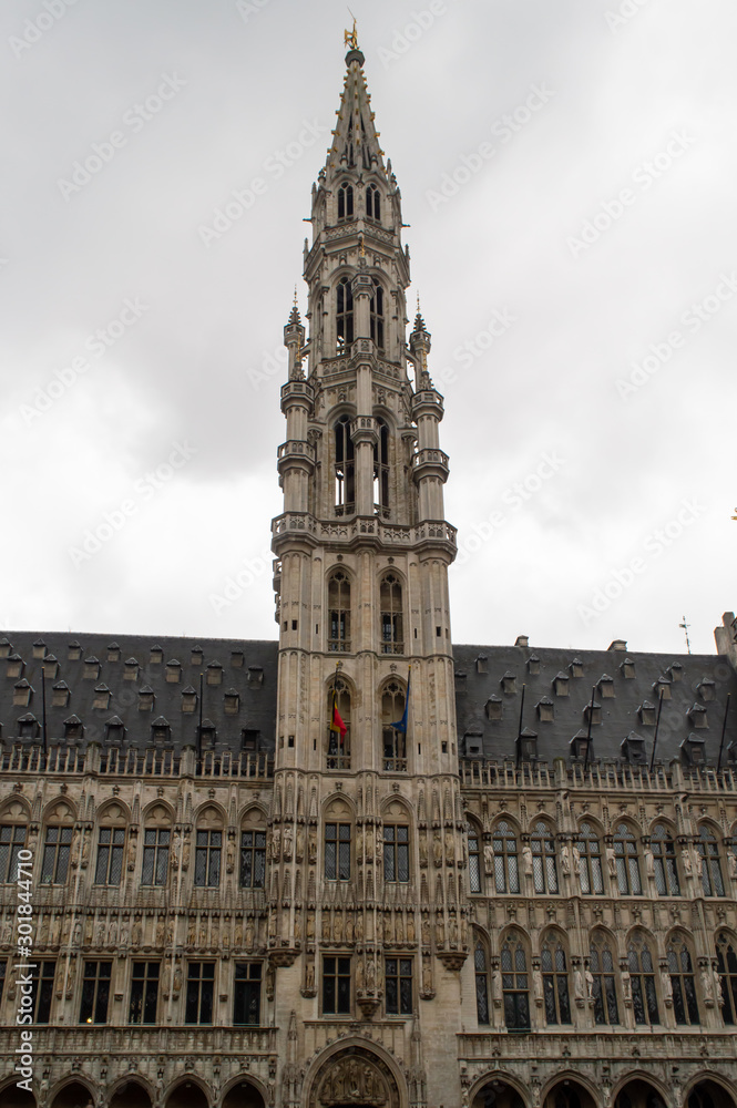 Brussels Town Hall on Grand Place in Brussels, Belgium on January 1, 2019. 