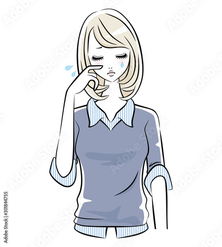 女性　泣く