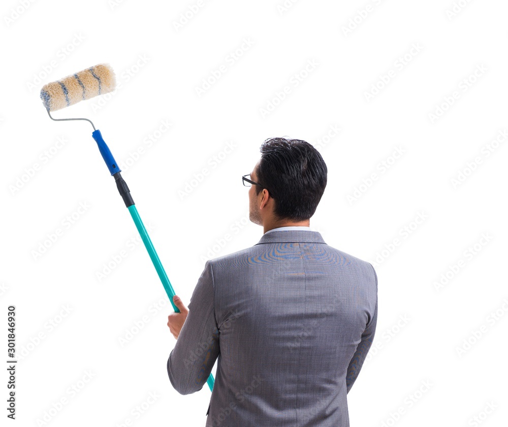 Businessman painter isolated on white background Businessman painter isolated on white background
