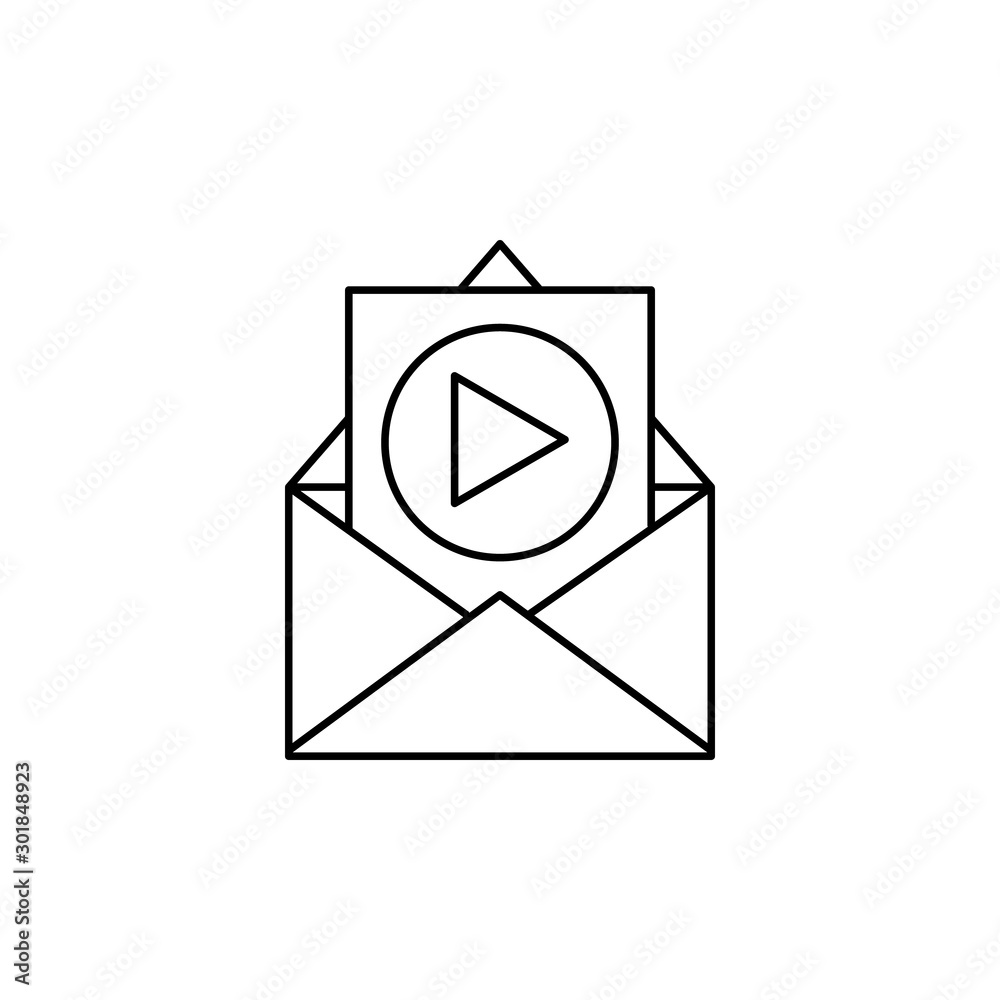 Message, play, email icon. Simple line, outline vector of information transfer icons for ui and ux, website or mobile application Message, play, email icon. Simple line, outline vector of information transfer icons for ui and ux, website or mobile application