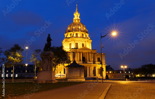 The cathedral of Saint Louis at night, Paris.