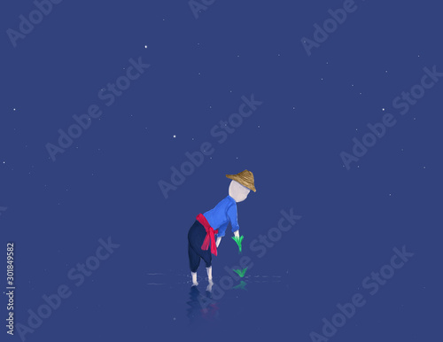 Illustration Farmer on blue background