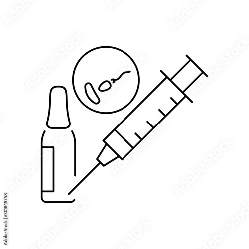 Drug injection icon. Simple line, outline vector of artificial insemination icons for ui and ux, website or mobile application