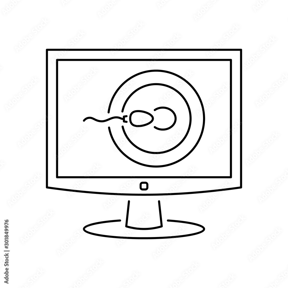 Monitor sperm ovum icon. Simple line, outline vector of artificial insemination icons for ui and ux, website or mobile application Monitor sperm ovum icon. Simple line, outline vector of artificial insemination icons for ui and ux, website or mobile application