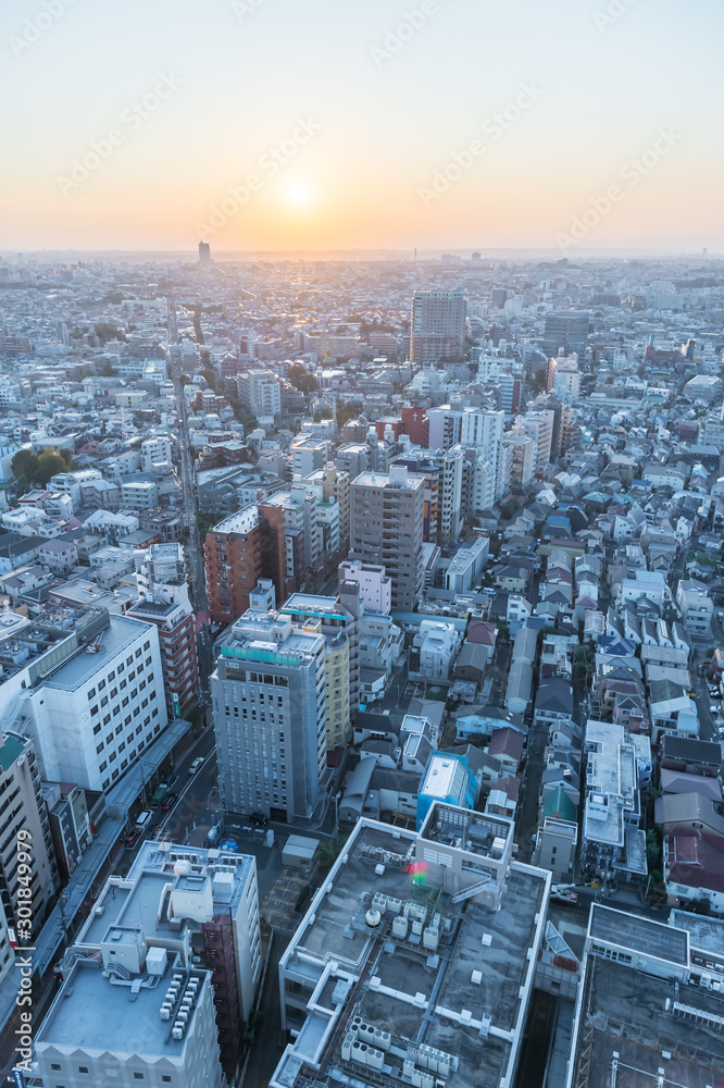 Fototapeta premium 東京都世田谷区三軒茶屋から見る東京の夕景