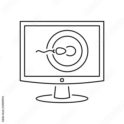 Monitor sperm ovum icon. Simple line, outline vector of artificial insemination icons for ui and ux, website or mobile application