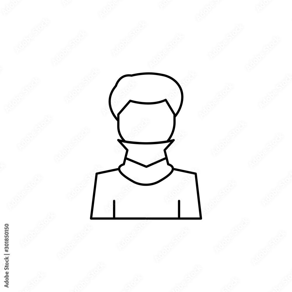 Neck pain bandage icon. Simple line, outline vector of human skeleton icons for ui and ux, website or mobile application on white background