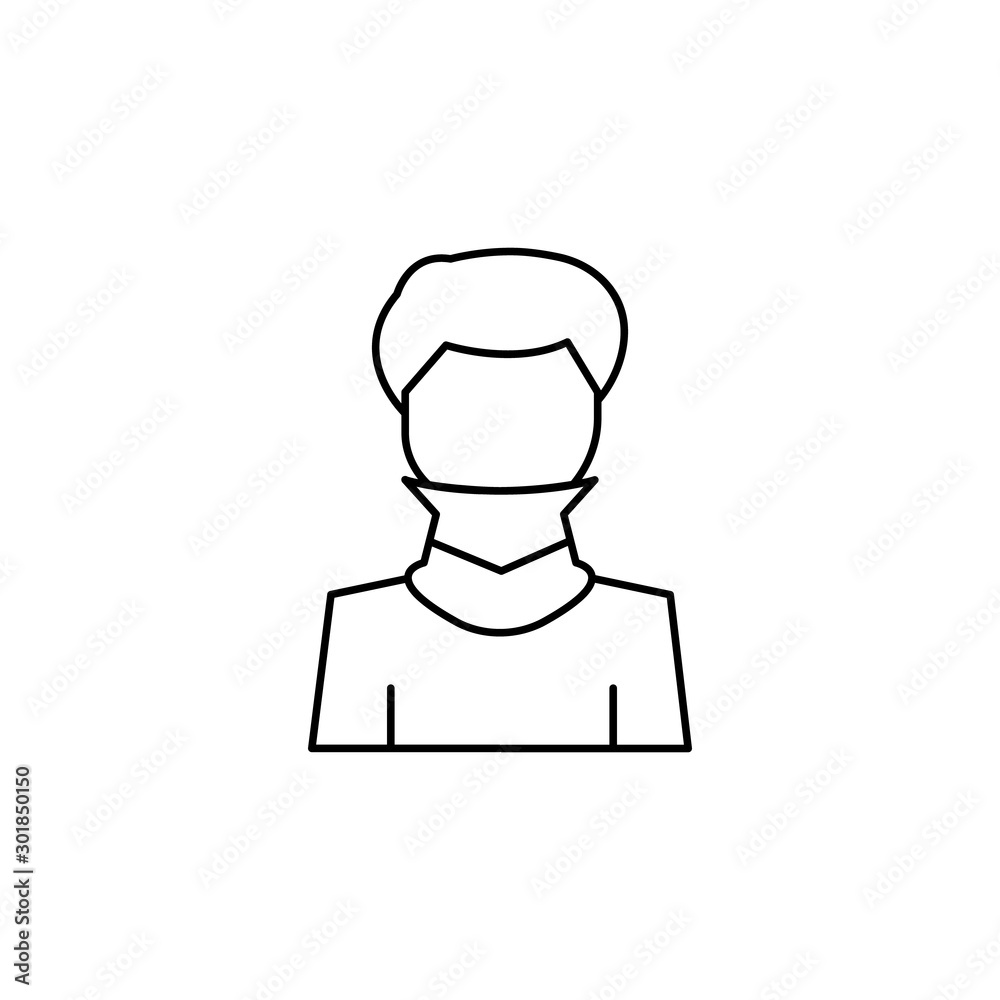 Neck pain bandage icon. Simple line, outline vector of human skeleton icons for ui and ux, website or mobile application on white background Neck pain bandage icon. Simple line, outline vector of human skeleton icons for ui and ux, website or mobile application on white background