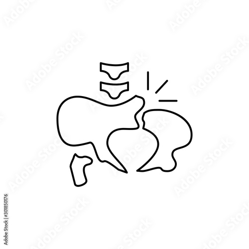 Anatomy bone fracture shin icon. Simple line, outline vector of human skeleton icons for ui and ux, website or mobile application on white background