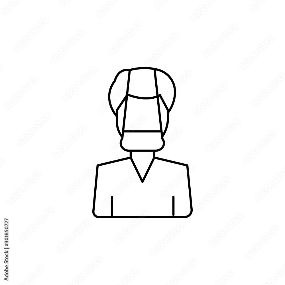 Man chin bone broken icon. Simple line, outline vector of human skeleton icons for ui and ux, website or mobile application on white background Man chin bone broken icon. Simple line, outline vector of human skeleton icons for ui and ux, website or mobile application on white background