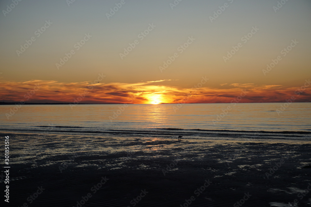 Sunset at Nantucket Beach at Cape Cod 