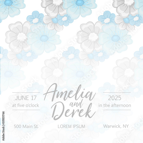 Wedding floral background - blue floral pattern