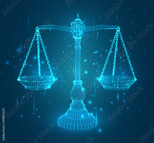 virtual 3d libra are on the table. vector background. photo