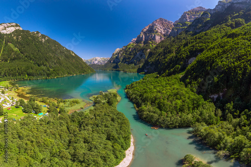 Klontalersee (Lake Klontal) in Swiss Alps, Glarus, Switzerland photo