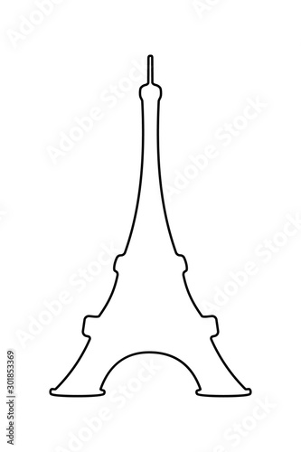 Vector outline of Eiffel Tower, symbol of Paris