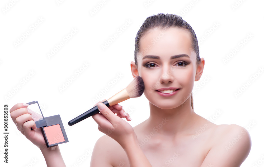 Woman in beauty concept applying make up using cosmetics Woman in beauty concept applying make up using cosmetics