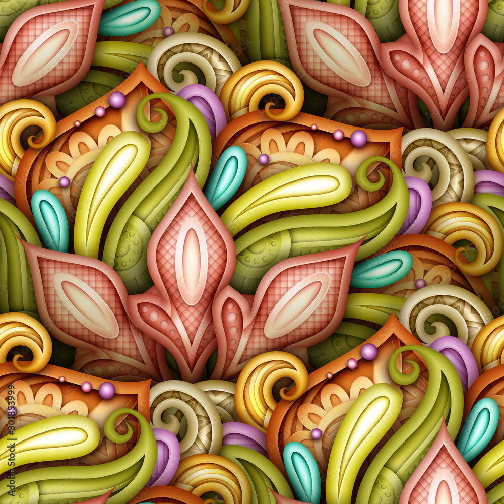 Colored Seamless Pattern with Mandala Motifs