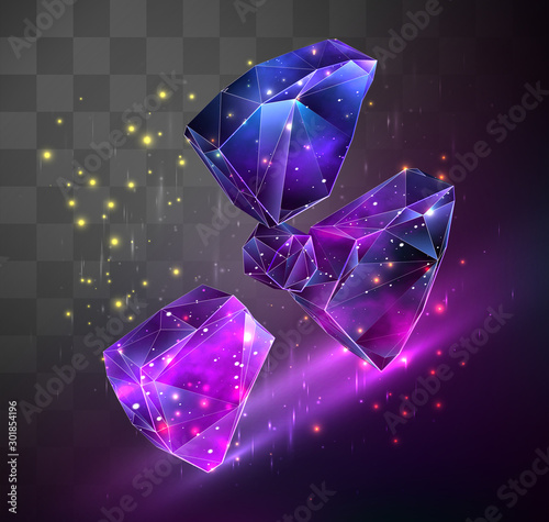 3d vector symbol on mosaic background, space locked in crystal object