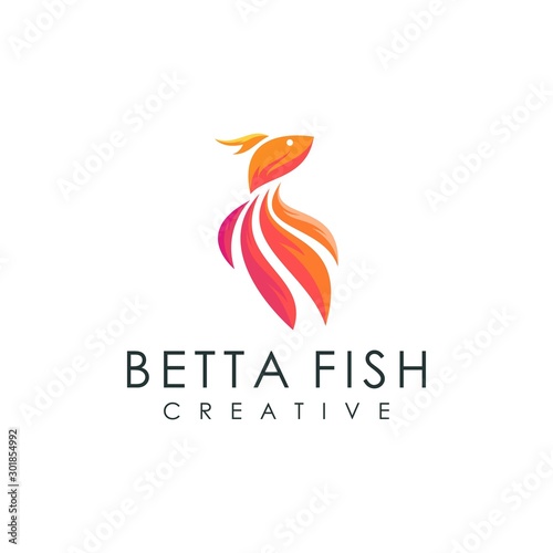 unique colorful betta fish logo, vector illustration of a modern animal