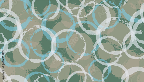Funky hand drawn circles geometry fabric print. Circular splotch overlapping elements vector 