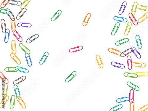 Stationary paperclips isolated on white background