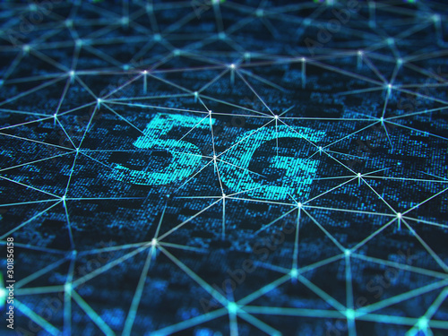Sign of the 5g on digital screen, close up.  photo