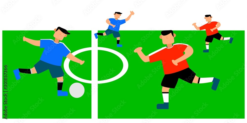 Fototapeta premium Team Work, Soccer, Football vector Illustration