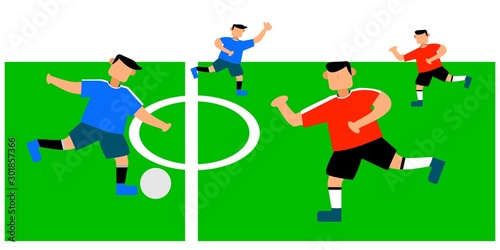 Fototapeta Naklejka Na Ścianę i Meble -  Team Work, Soccer, Football vector Illustration