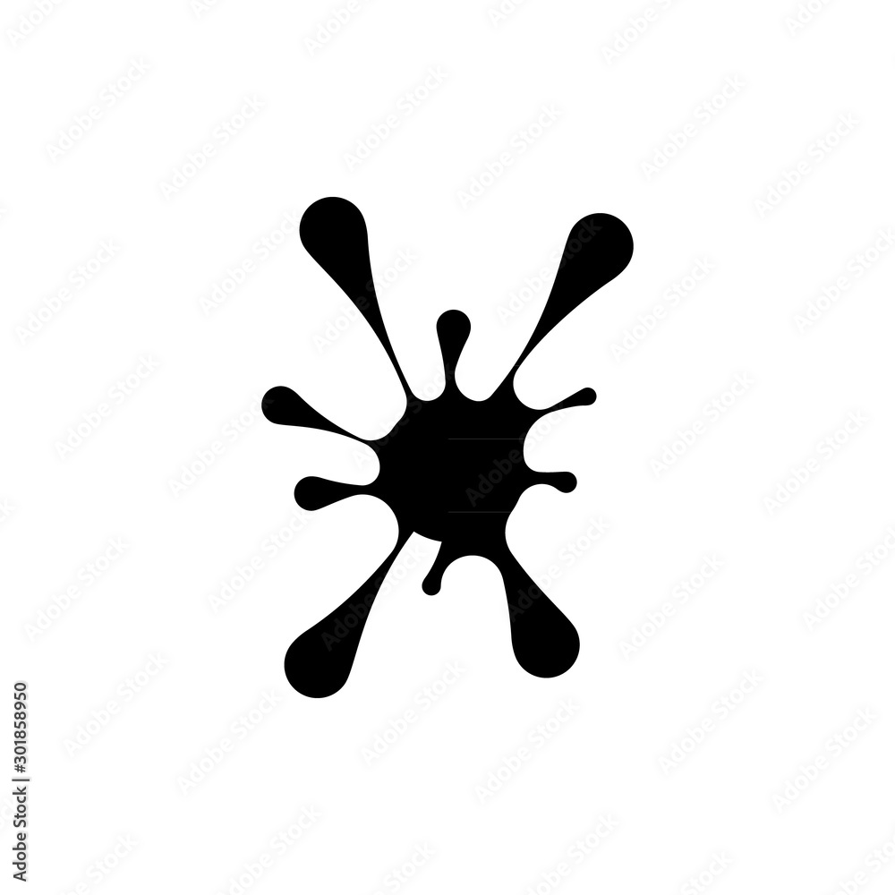 Splattered stain of paint, splash, drop black liquid symbol Splattered stain of paint, splash, drop black liquid symbol