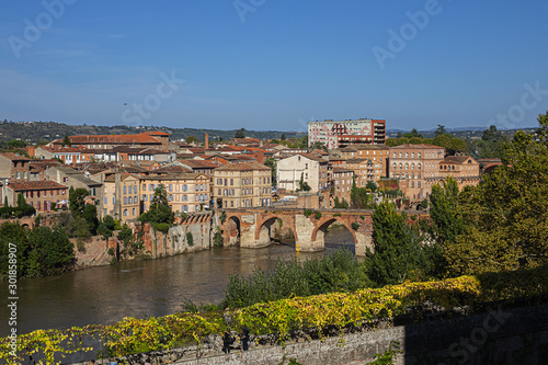 Panoramic view of the Episcopal City of Albi and the River Tarn. Albi  Midi-Pyrenees  France.