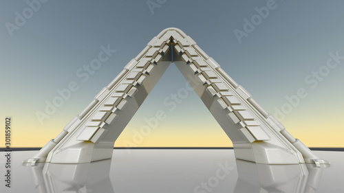 Space Gate into other world 3d rendering