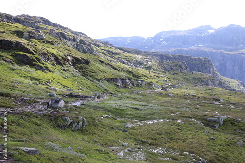 Hiking to Trolltunga near Odda, Norway photo