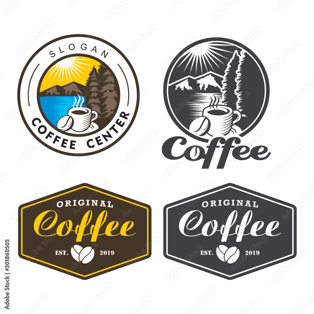 Naklejka premium Coffee Logo, Coffee Cafe Logo