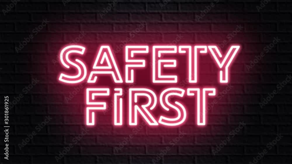 red neon video animation safety first