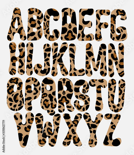 Vector hand drawn leopard font . Creative type for card, poster, banner, print for t-shirt.