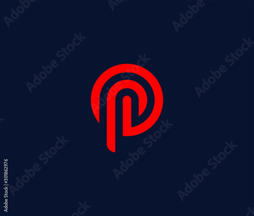 Letter P technology Monogram Logo Premium Minimal emblem design template Symbol for 