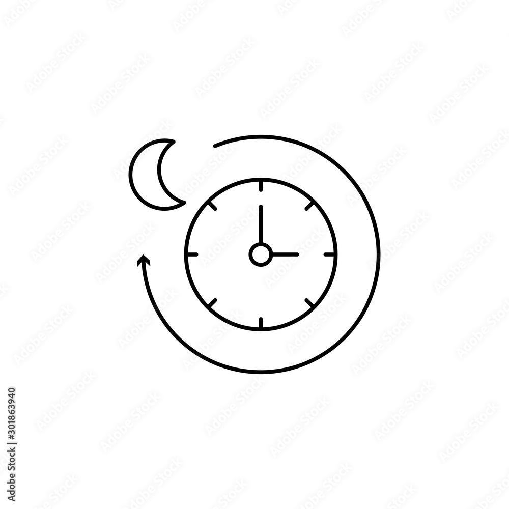 Moon, time, forward icon. Simple line, outline vector of icons for ui and ux, website or mobile application Moon, time, forward icon. Simple line, outline vector of icons for ui and ux, website or mobile application
