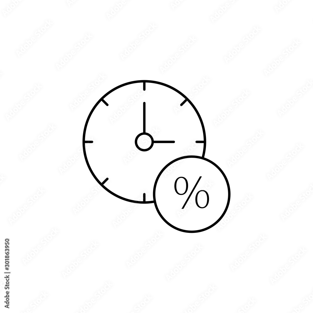 Per- cent, time, clock icon. Simple line, outline vector of icons for ui and ux, website or mobile application Per- cent, time, clock icon. Simple line, outline vector of icons for ui and ux, website or mobile application