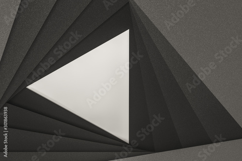 Blank and vortical paper cards with triangle shape  3d rendering.