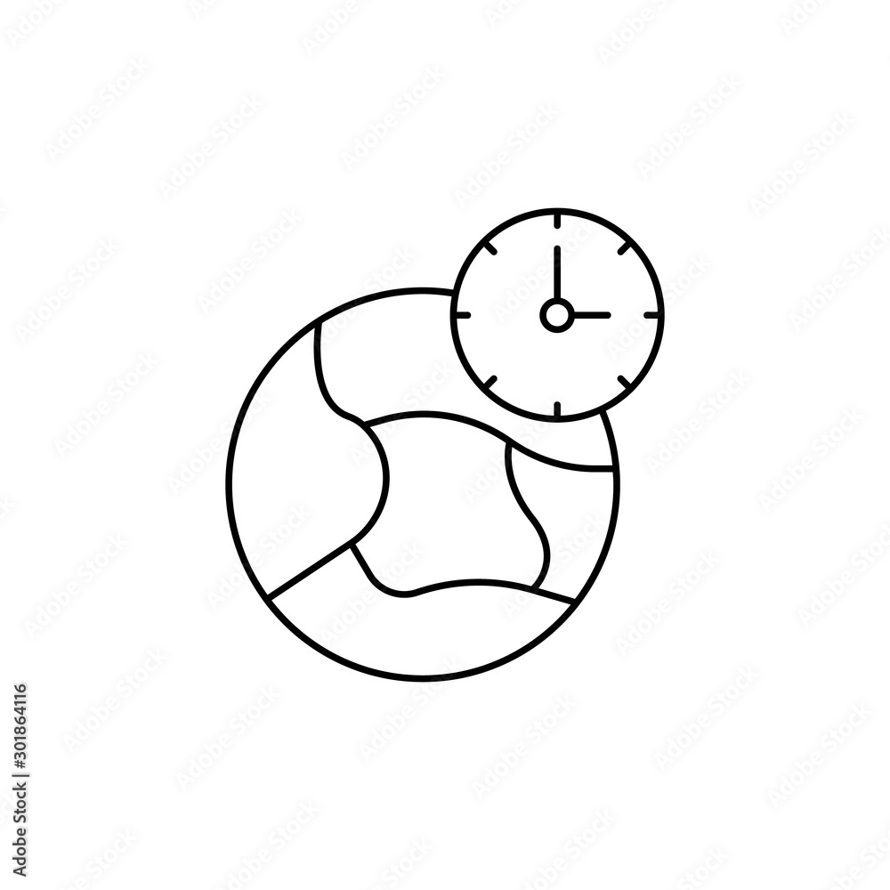 World, time, clock icon. Simple line, outline vector of icons for ui and ux, website or mobile application World, time, clock icon. Simple line, outline vector of icons for ui and ux, website or mobile application