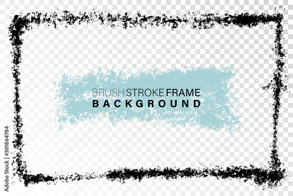 Obraz premium Hand drawn grunge frame rectangular shape. Black textured paint as graphic resources. Ink brush painted rectangular shape with copy space.