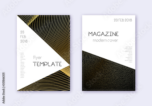 Triangle cover design template set. Gold abstract 