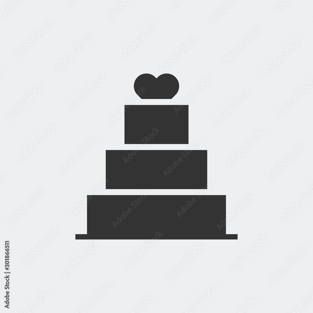 Birthday cake and heart icon illustration isolated vector sign symbol Birthday cake and heart icon illustration isolated vector sign symbol