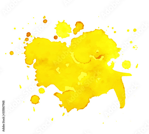 Colorful abstract watercolor stain with splashes and spatters. Modern creative background for trendy design.