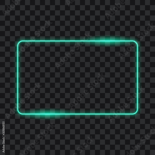 Green neon frame, vector illustration.