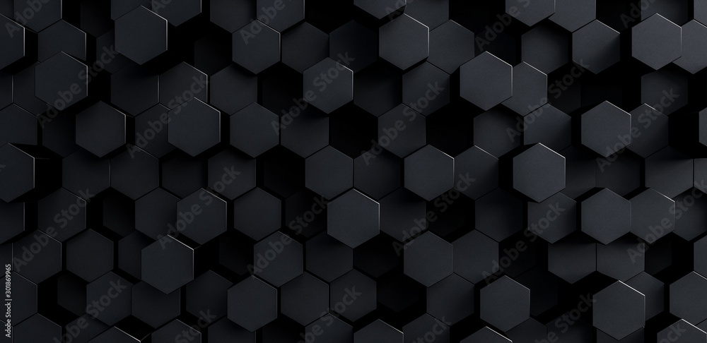 grey hexagons modern background 3d render 3d illustration	 - obrazy, fototapety, plakaty 