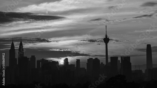 Photography beautiful sunrise over kuala lumpur city skyline