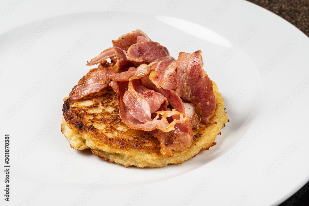 potato pancake on the white plate potato pancake on the white plate
