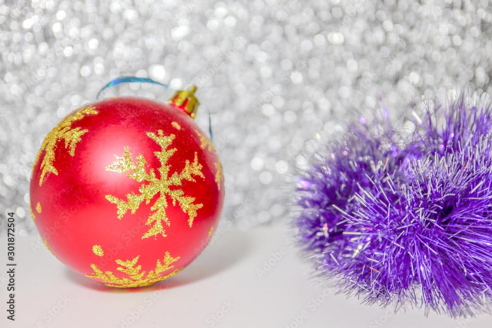 Christmas tree decoration for the new year on the background of macro Christmas tree decoration for the new year on the background of macro